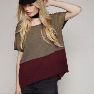 EUC Free People We the Free Midnight Color Block Cotton Oversized Boho Tee